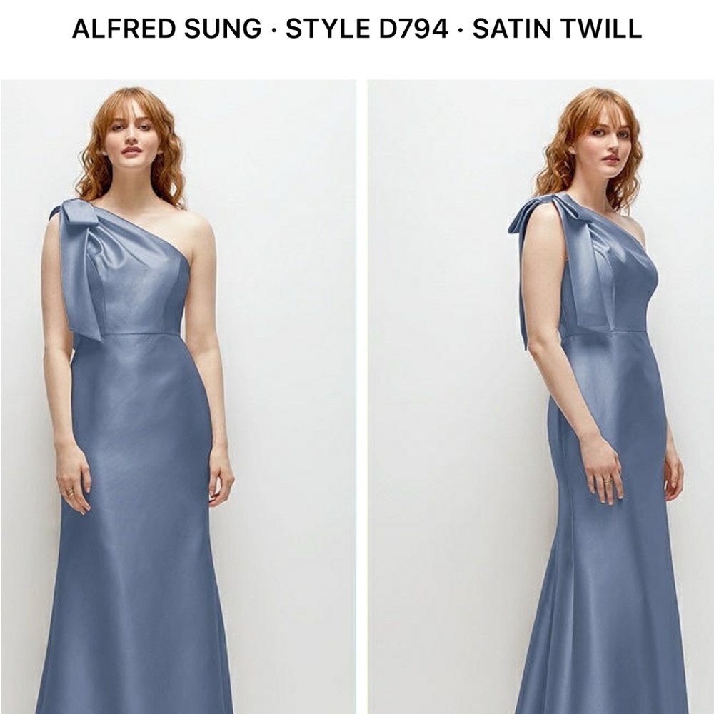 ALFRED SUNG Light Blue One-Shoulder Dress NEW - Picture 9 of 10